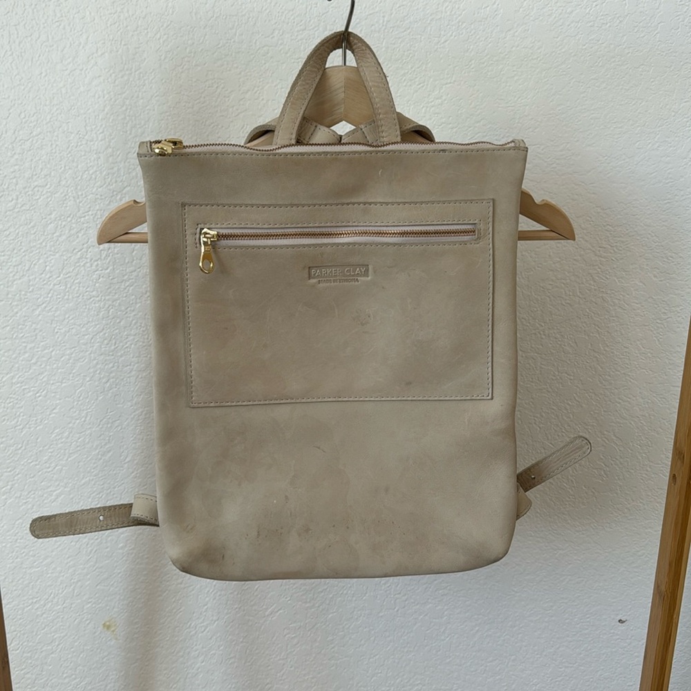 parker clay mirarmar leather backpack